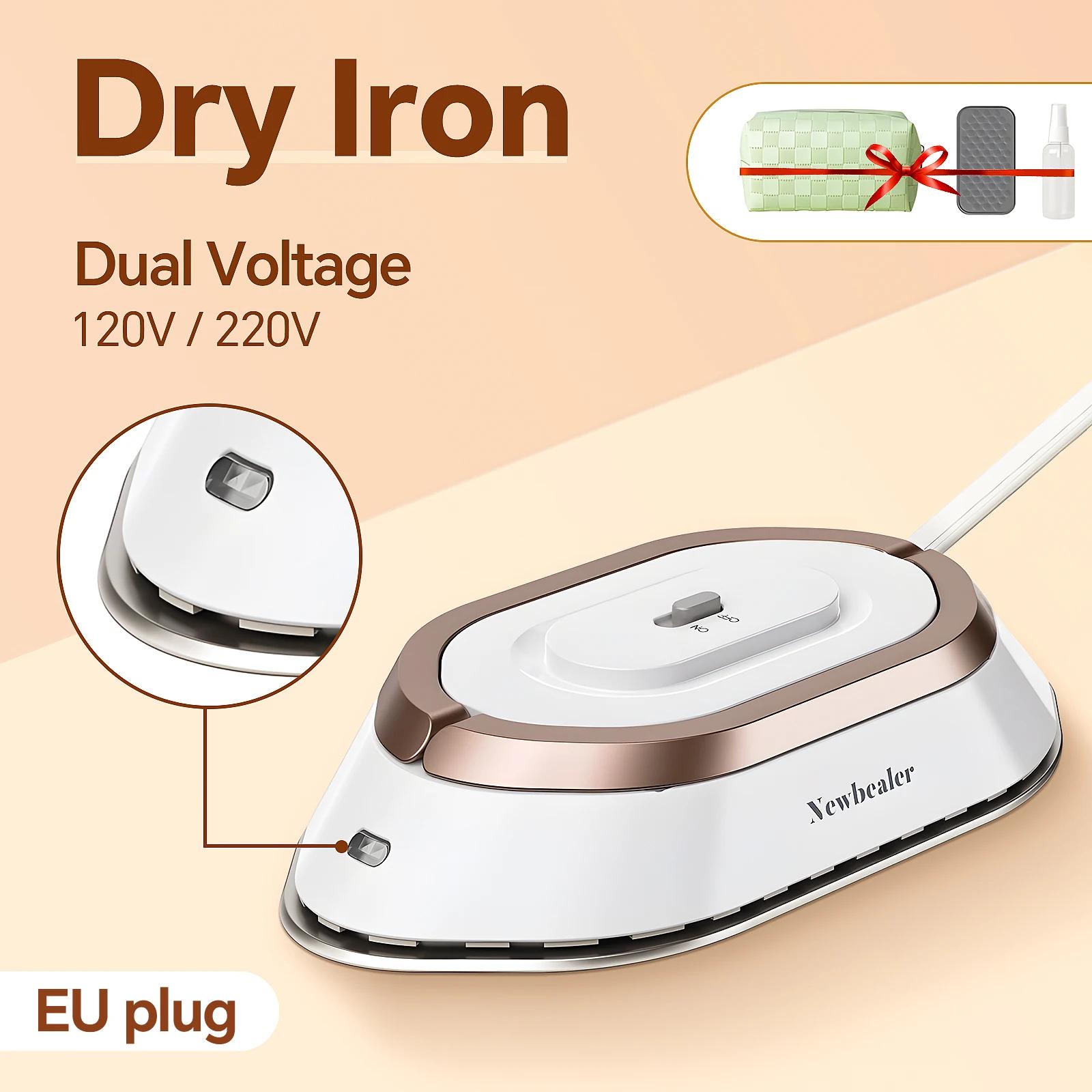 

Travel Iron with Dual Voltage 120V/220V Handheld Mini Dry Iron for Clothes No Steam Non-Stick Ceramic Soleplate 30S Fast Heat