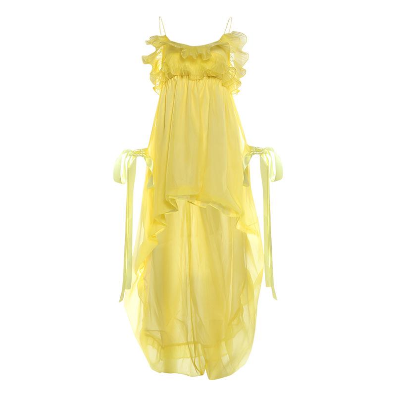 2026 European and American Summer New Sweet and Fresh Irregular Ruffle Strapless Backless Cake Dress for Women S