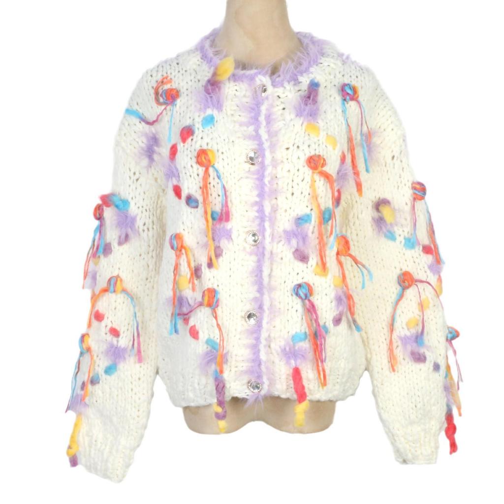 European Style Hand-Knitted Women's Long Sleeve Cardigan Sweater