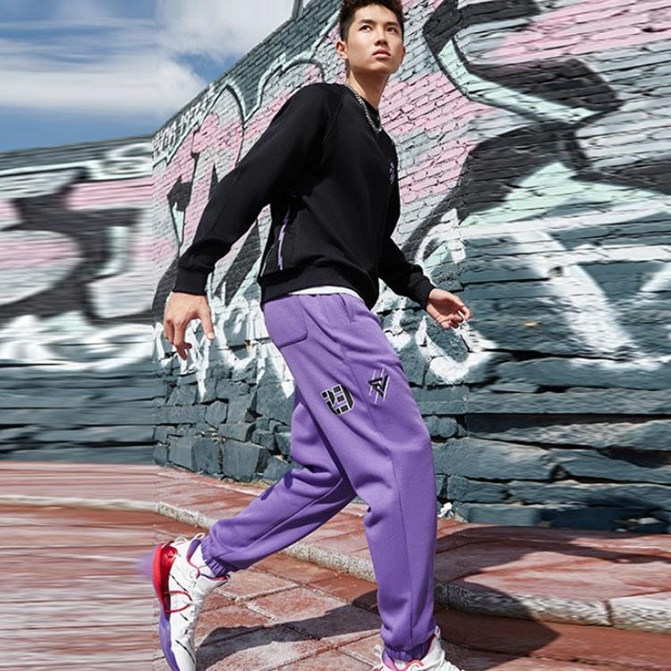 Li-Ning Professional Basketball Series Loose Plus Velvet Warm Splice Pullover Long Sleeve Sweatshirt Unisex Tops Black AWDRH51-1