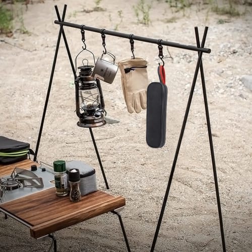 KXLCGYK 5-Piece Cutlery Set, 18-8 Stainless Steel with Wooden Handle, Spoon, Hollow Chopsticks, Fork, Knife, and Storage Bag, Portable for Camping, BB