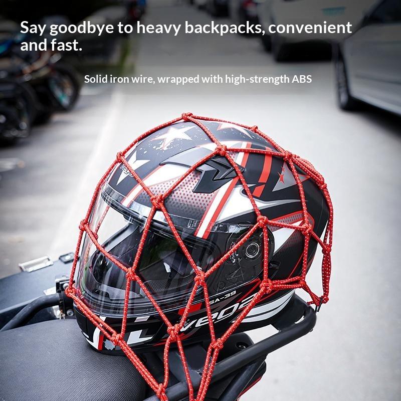 Motorcycle Helmet Cargo Net Night Reflective High Elasticity Easy Storage For Motorbike Ebike Bicycle Riding