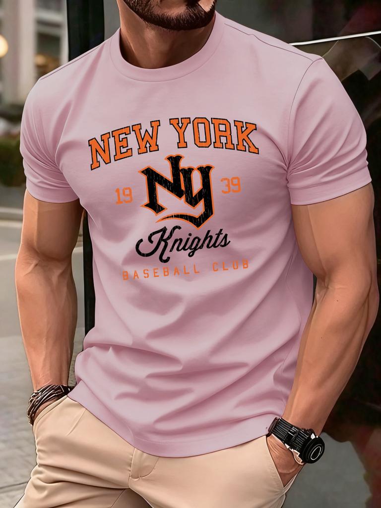 New York Baseball Club Printed TShirt Men Soft AllMatch T Shirts Cotton Casual Clothing Crewneck Oversize Man Short Sleeve