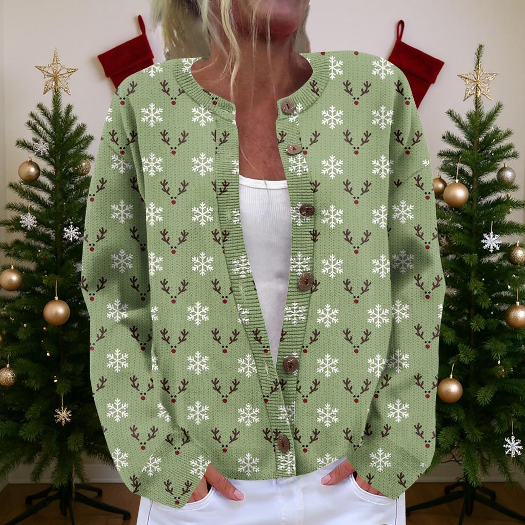 Women's Cardigan Long Sleeve Lightweight Fun Christmas Print Jacket