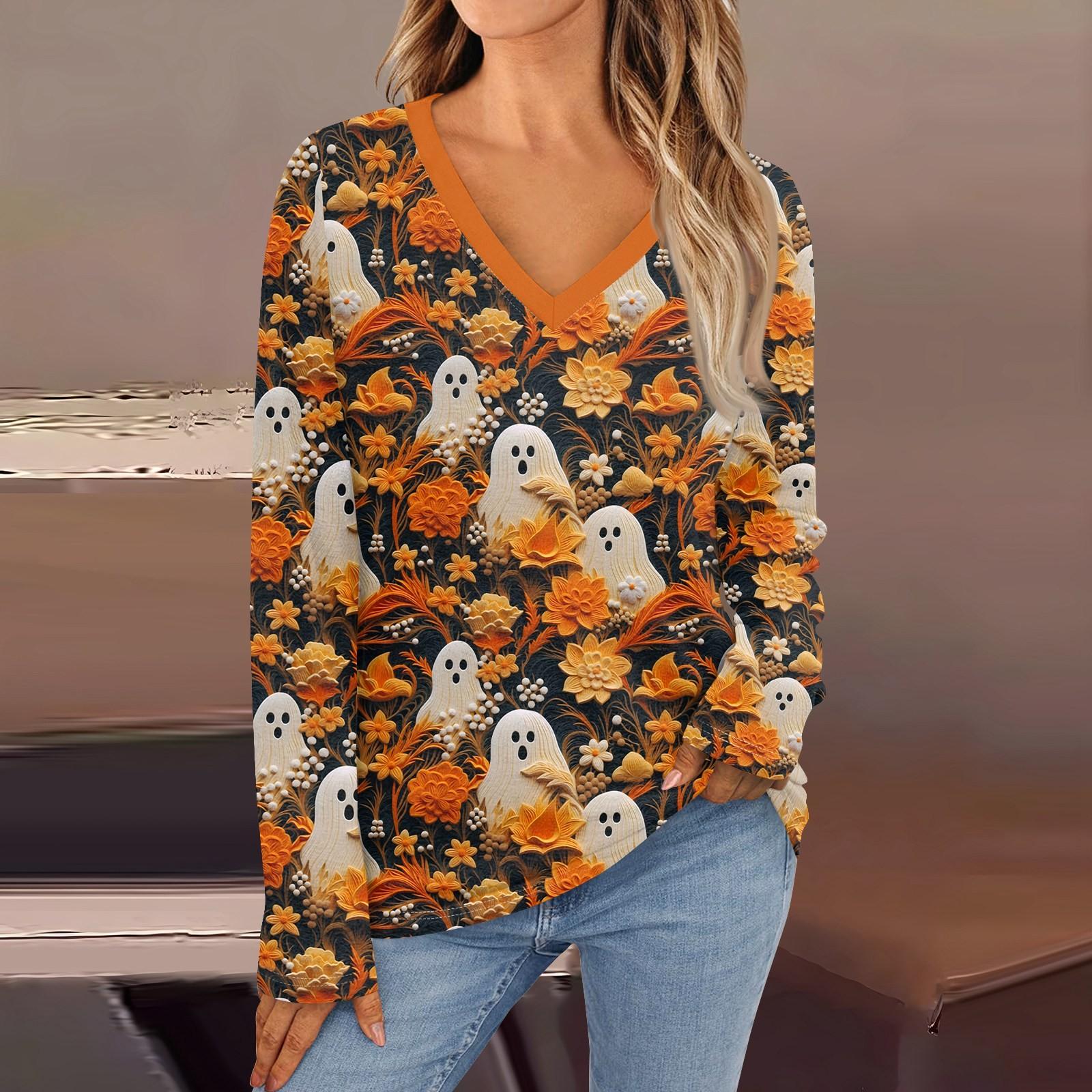 

Женская модная винтажная футболка с длинным рукавом и V-образным вырезом в тон цвета осени XL жёлтый