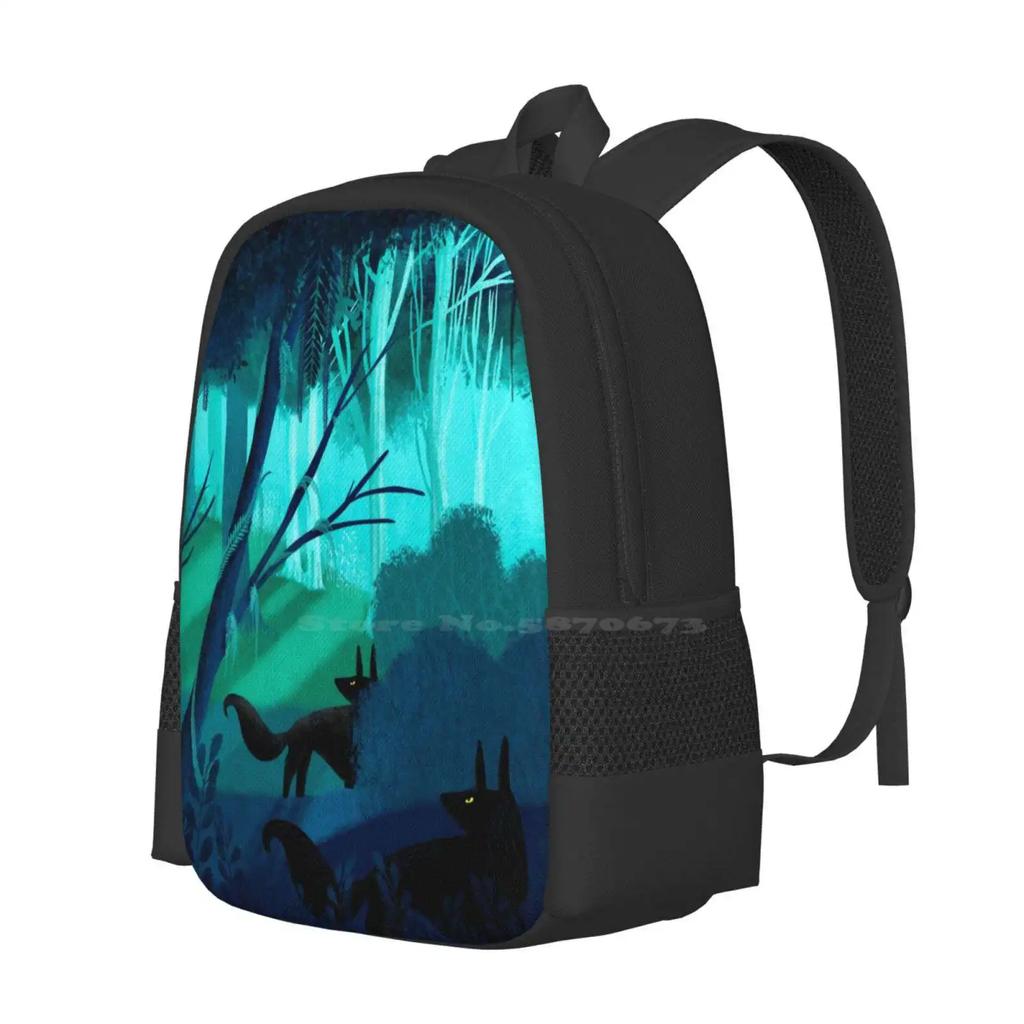 Shadow Wolves Stalk The Silver Wood New Arrivals Unisex Bags Student Bag Backpack Animation Fairytale Story Book Wolves Woods