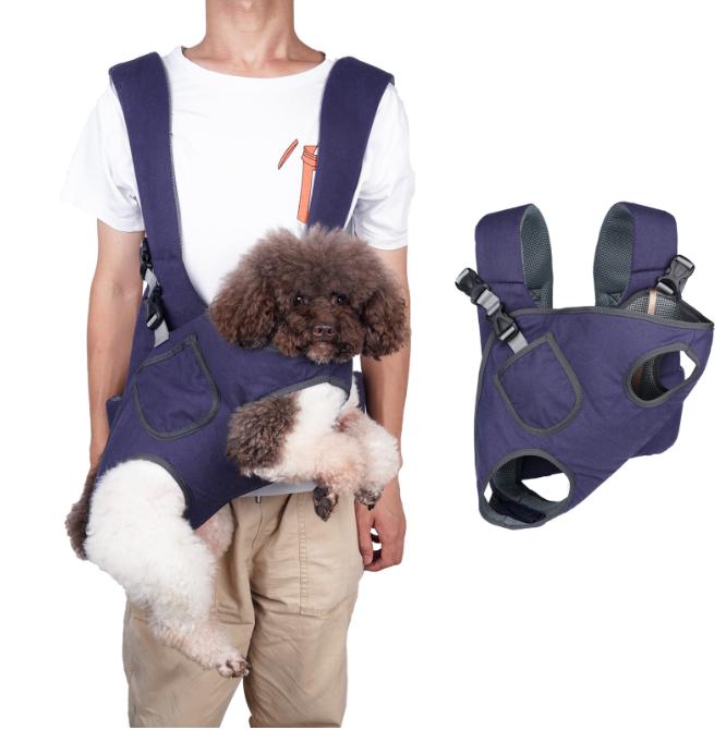 New custom canvas mesh pet front bag adjustable cat strap backpack chest travel bag double shoulder cat puppy backpack