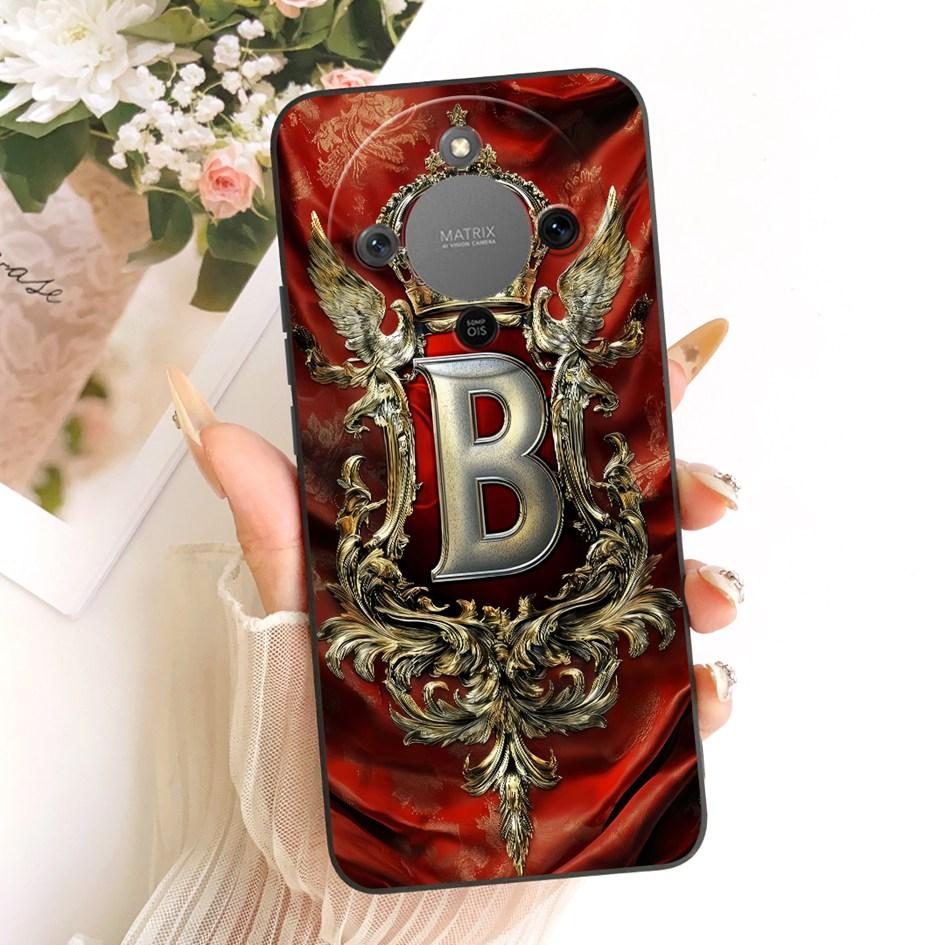 For Honor X9d Case MTN-NX1 Shockproof Cover Luxury Initial Letters Crown Soft Silicone Back Shell For HonorX9D Magic 8 Lite Capa