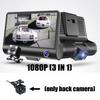 Nattsyn Bil DVR Kamera Bilkameraer Linse 4.0 Tommer Dobbeltlinsekamera 1080P Videoopptaker Dashkamera DVR med 3 Kamera