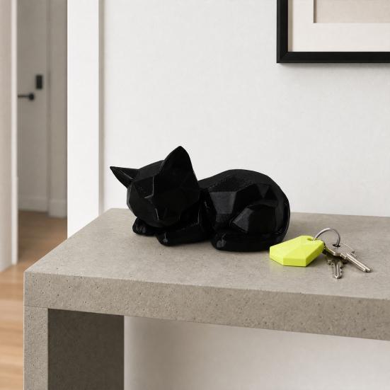 3D Printed Sleeping Cat Figurines Geometric Cat Statue Minimalist Cute Cat Art Crafts