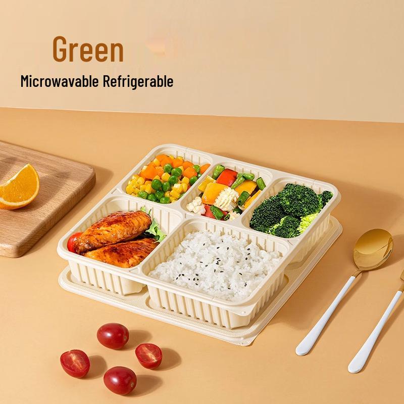 Handun Biodegradable 5-Compartment Round Takeaway Box