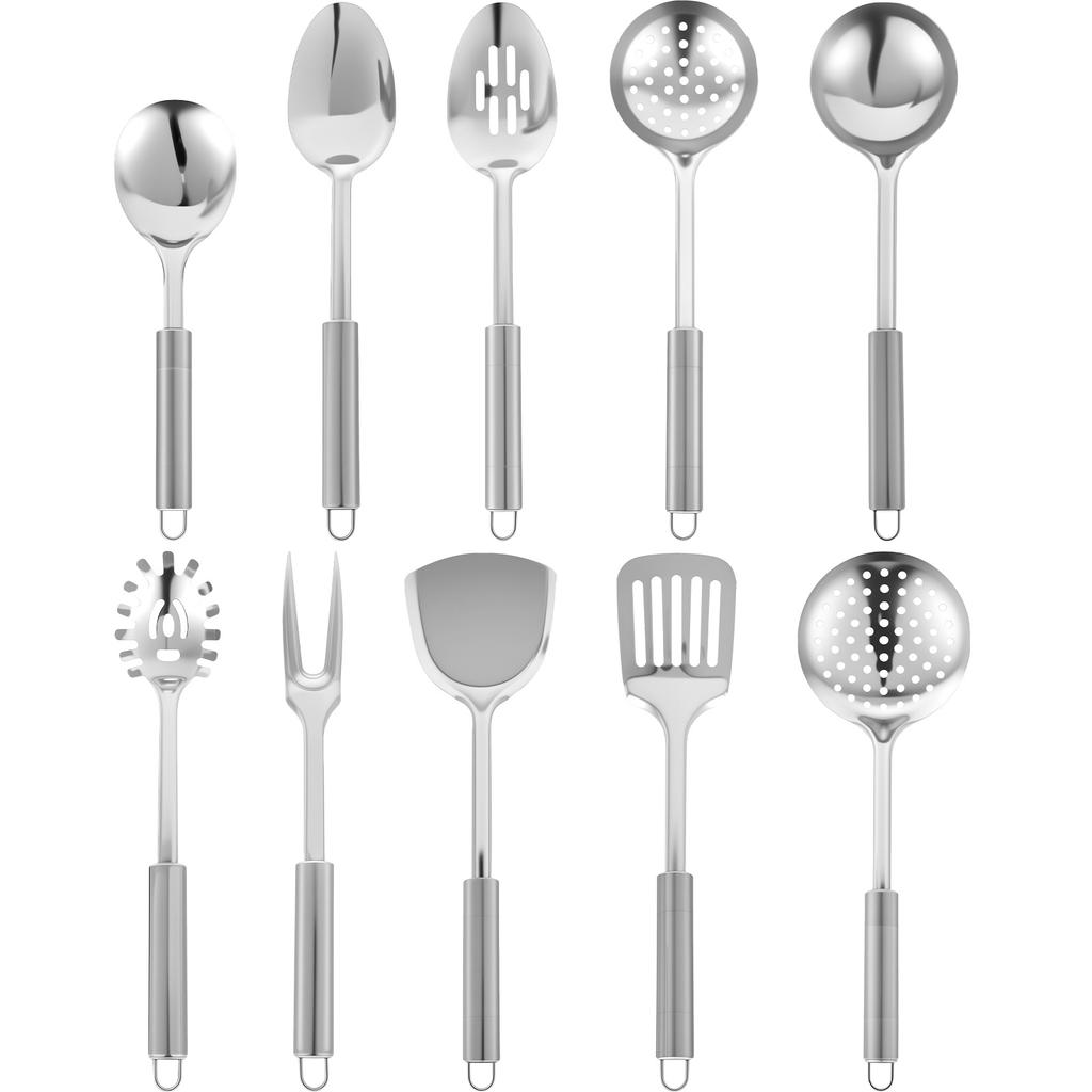 Mutfak Pişirme Gereçleri Seti Paslanmaz Çelik Tencere Tava Spatula Kaşık Süzgeç Sızıntı Küreği Fırınlama Aşçıları İçin Tam Gereç Seti