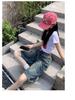 Women's 2025 Retro Washed Denim Mid-Length Loose Straight-Leg Shorts