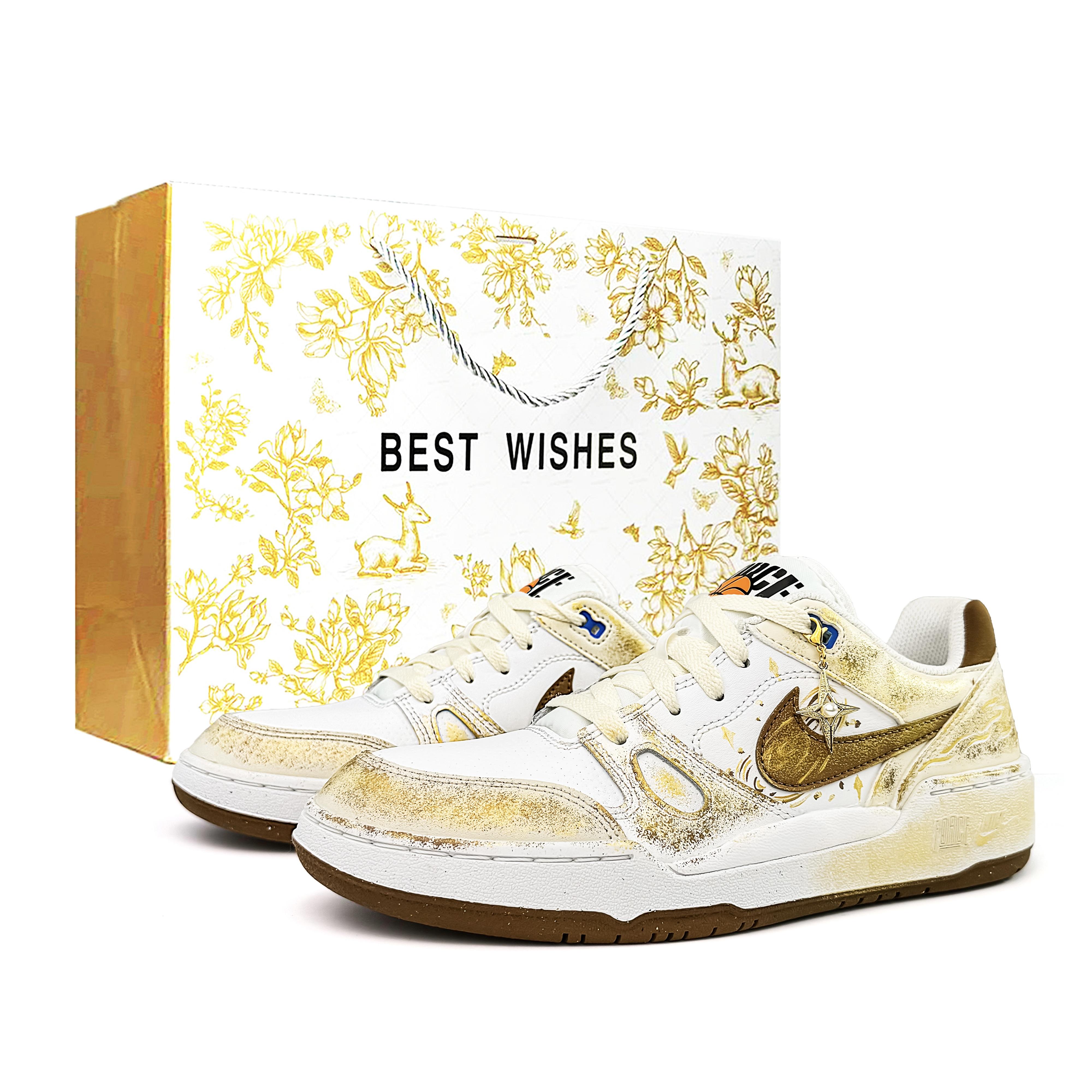 

Nike Full Force Sun God Coverage Low top Skateboard Shoes Men s White Gold HJ3485-121(Team865-SBOX) 40