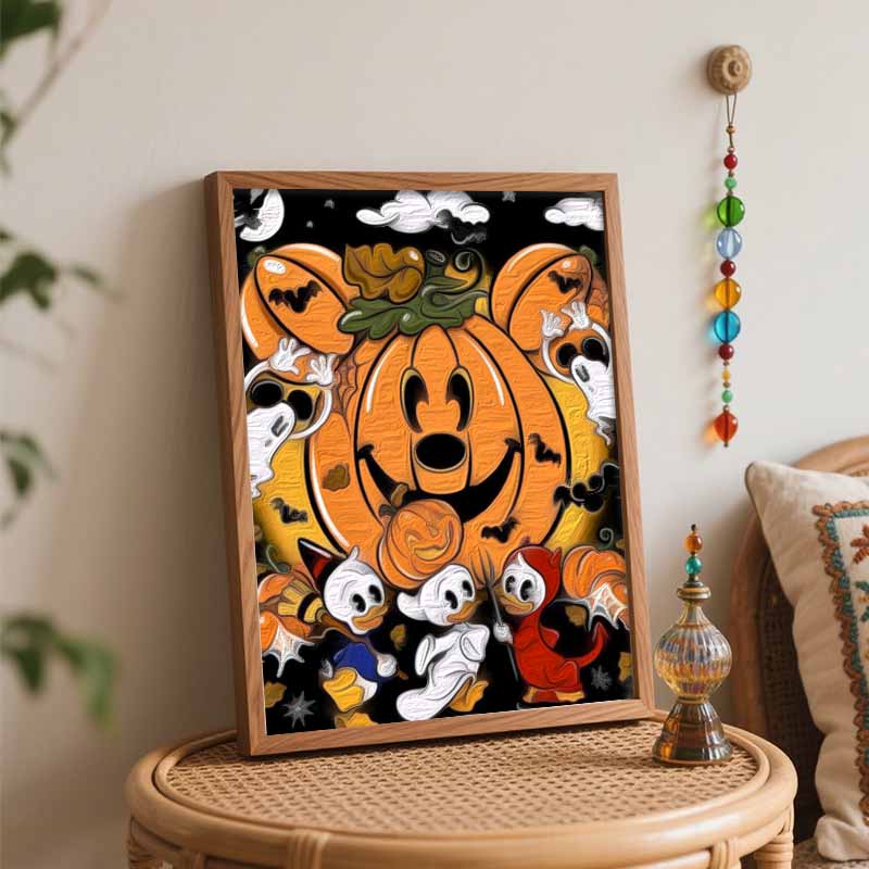 Disney Mickey Pumpkin Halloween oil painting kit digital painting art handmade diy home room decorations