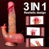 Stoßender realistischer Dildo-Vibrator, Heizvibratoren, fühlen sich an wie Haut, Saugnapf, Penis, Fernbedienung, Sexspielzeug für Erwachsene für Frauen