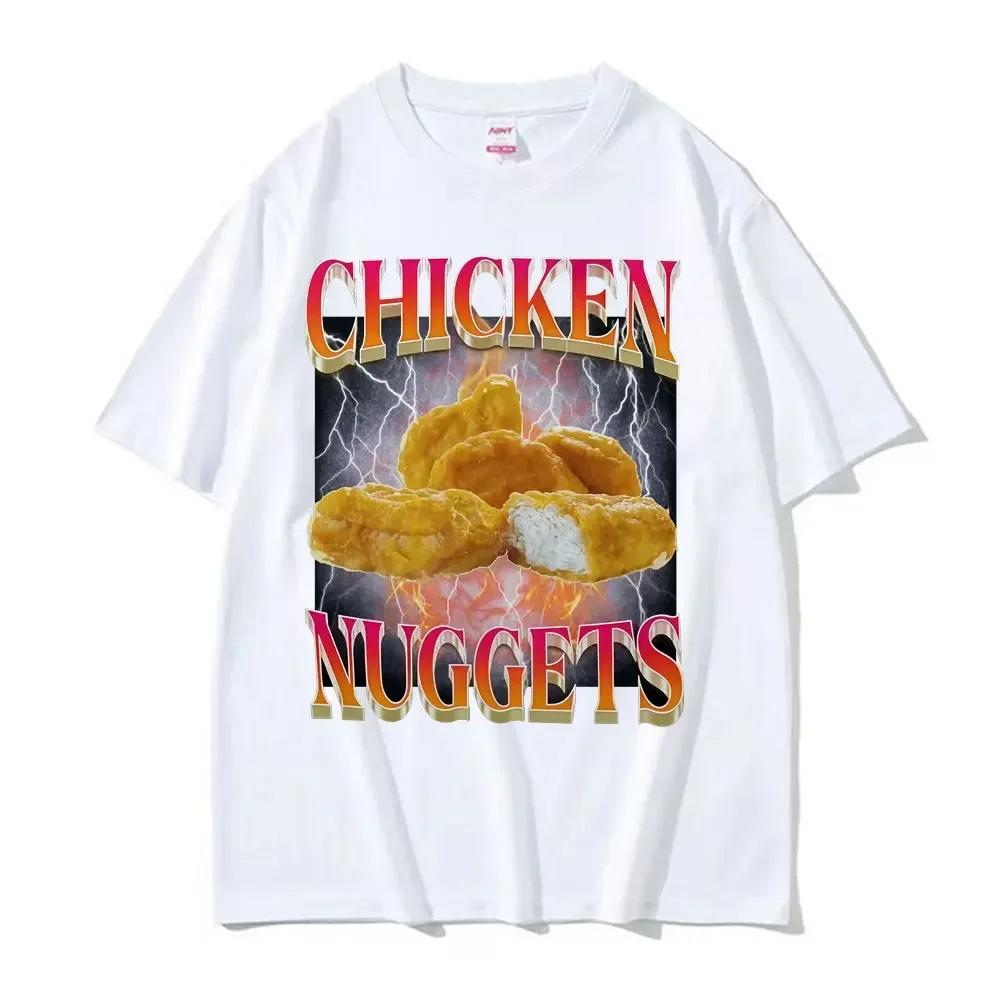 "Funny Chicken Nuggets - Retro Emoji Pattern T-Shirt for Women Hip - Hop Gothic Style Comfortable Graphic Tee"