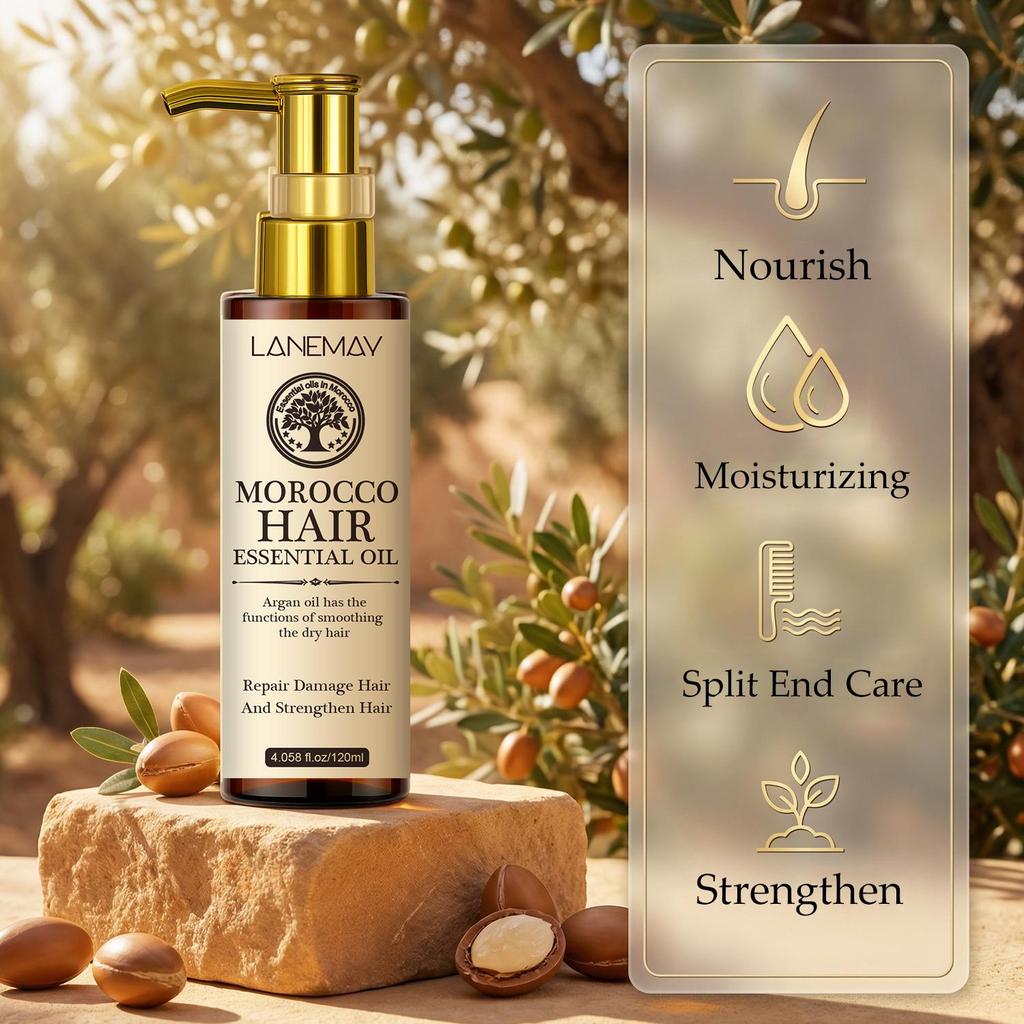 Morocco Hair Essential Oil-Nourish And Promote Hair Growth-Smoothing Hair-Split End Care-Suitable For All Hair Types, 120ml
