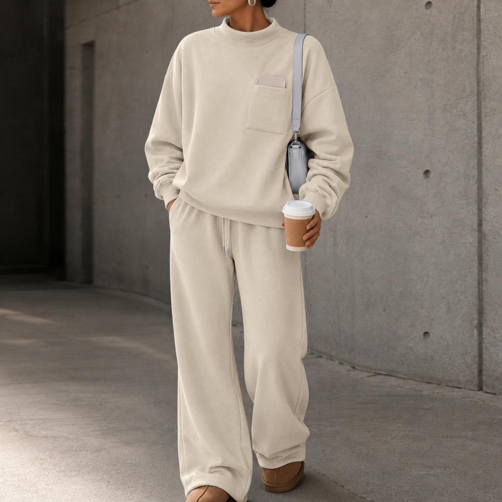 Women's Stylish Casual Long Sleeve Color 2 Piece Sweatsuit Set for Everyday Wear