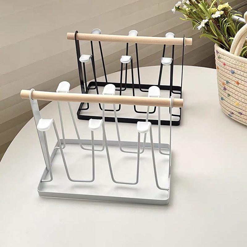 High Quality Durable Japanese Style Cup Drying Rack Space-Saving With Drain Tray Mug Organizer Shelf Standing Type Bottle Holder