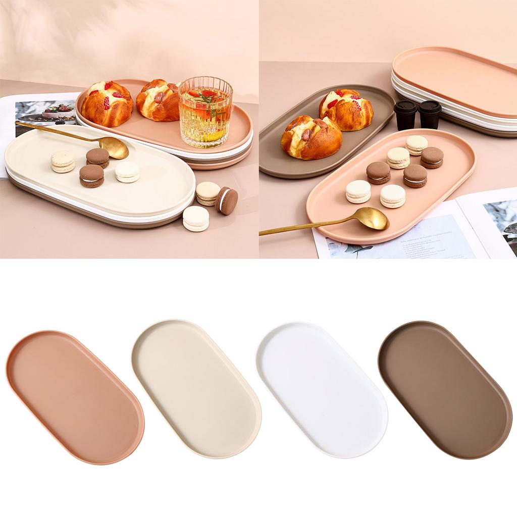 Plastic Oval Serving Tray Kitchen Fruit Dessert Tray Multifunction Food Plate Organizer Desktop Cosmetic Jewelry Tray