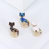 Trendy Enamel Cat Brooches for Women Unisex 3-color Classic Animal Pins Office Party Friend Gifts Accessories