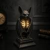 Dark Punk Room Decor Gothic Halloween Table Lamp, Spooky Raven Bat Skeleton Vintage Unique Gifts for Goth Lovers Resin LED Night Light Party, Tabletop