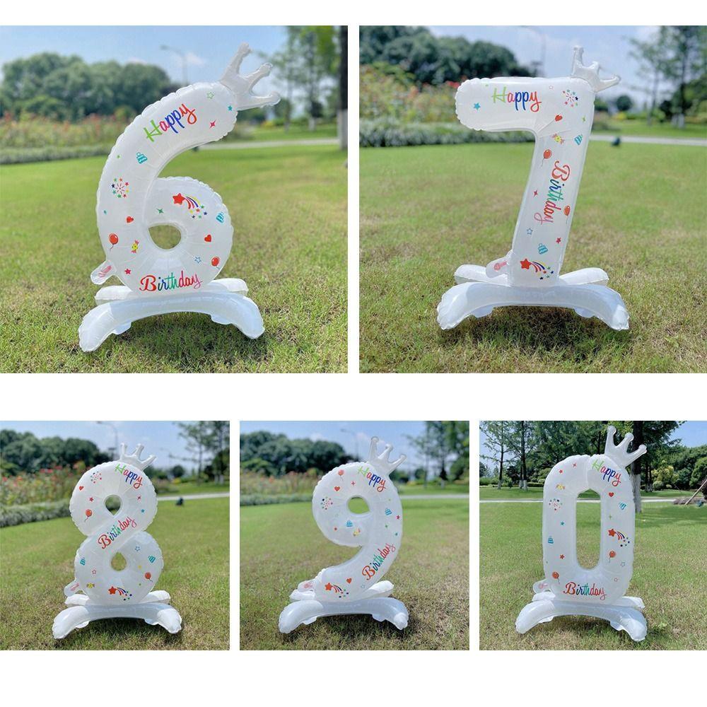 

Цифровой 0-9 детский душ с днем ​​рождения, стоячий воздушный шар с номером, фольгированные шары, белая корона