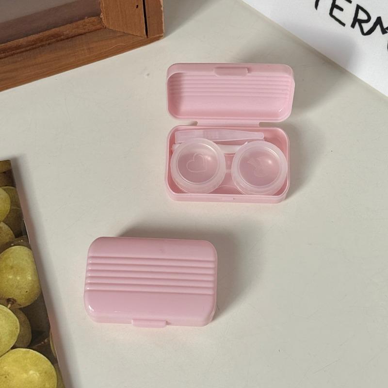 Mini Solid Color Contact Lens Case Contact Lens Container Girls Travel Holder Storage Eye Container with Mirror