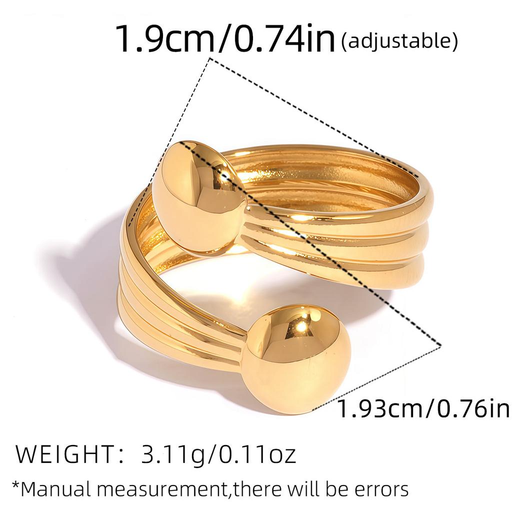Fashion Geometry Design Stainless Steel Rings 18K Gold Plated Waterproof Quality Ladies Zircon For Daily Wear Vacation Seaside