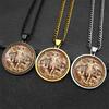 Erzengel Heiliger Michael Edelstahl Glas Medaille Halskette Kette Herren Damen Amulett Schmuck Zubehör