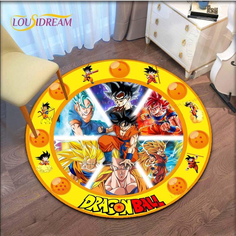 GOKU Carpet Cartoon Dragon Ball Non-slip Floormat Area Rug Round Play Mat for Playroom Kidsroom  Rugs for Bedroom