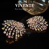 Magazine Fireworks Czech Diamond Rhodium Plating Does Not Fade, Exquisite High-end Sense Niche High-end Copper Plated Real Gold Earrings