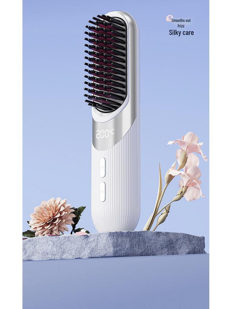 Rechargeable Portable Wireless Hair Straightener Comb with Negative Ions for Safe, Damage-Free Styling.