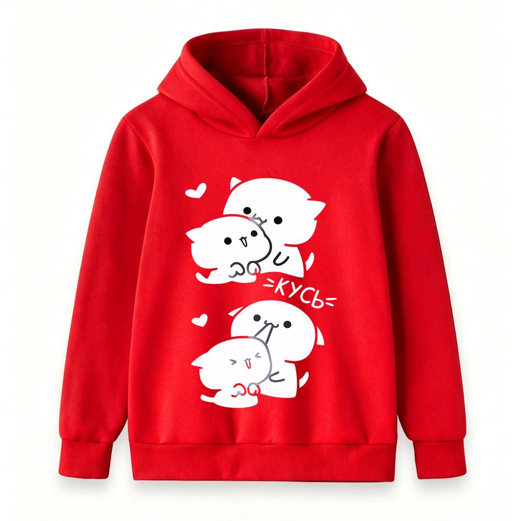 Kids Boys Girls Pullover Hoodie, Cute Anime Cat Bite Puppy Printed Casual Long Sleeve Hooded Sweatshirt, Soft Warm Tops for Toddler Daily Outfits Scho