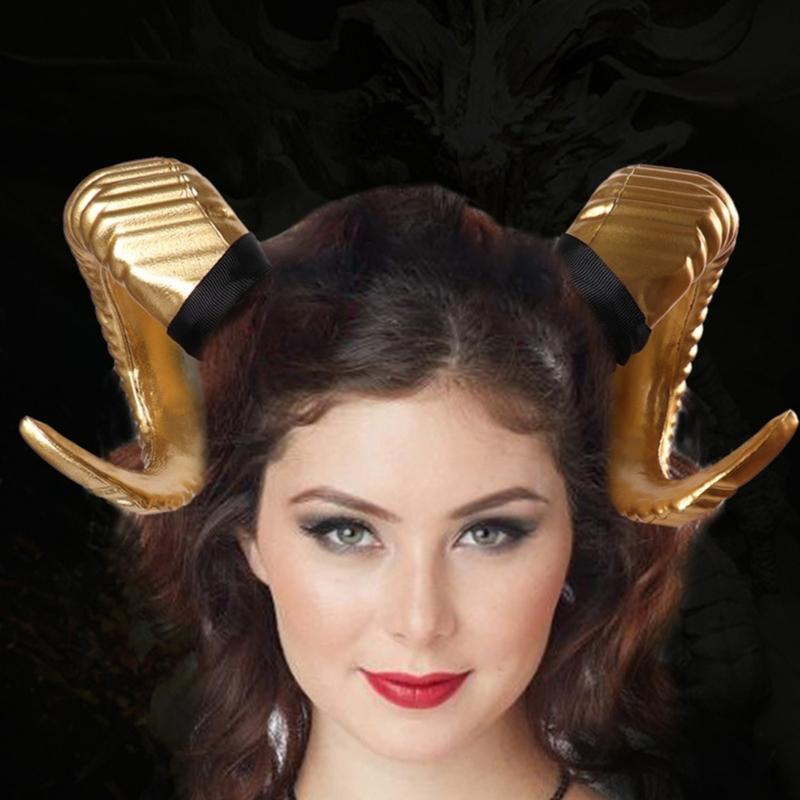 Halloween Witch Ox Horn Shape Headband Shoot Movie Demon Evil Hair Hoop Greek God Cosplay Party Costume Headpiece