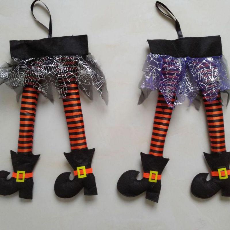 Halloween Witch Leg Decoration, Plush Filled Witch Legs for Wrath Car, Outdoor Evil Hanging Ornaments, Car Trunk Yard Decor