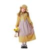 Girls Vintage Prairie Pioneer Costume Dress With Lace Bow Apron Role Play Performance