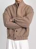 Men's British Style Loose Casual Wool Blend Stand-Up Collar Jacket for Autumn and Winter