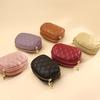 Fashionable Casual Diamond Grid Zipper Coin Purse For Women'S Mini Card Bag