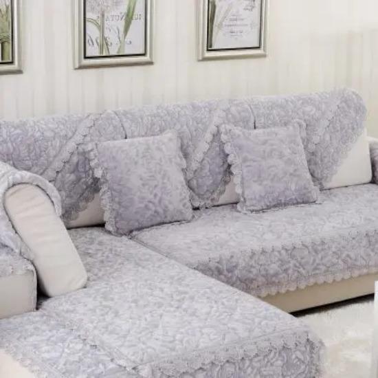 Winter sofa cushion, simple modern sofa cover, flannel European fabric non-slip cushion, plush padded sofa towel