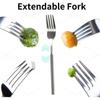 Extendable Fork Telescopic Dinner Fruit Dessert Long Cutlery Forks Barbecue Meat Fork Kitchen Accessories Tools Silver Stainless