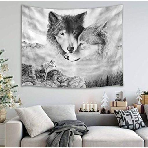 Tapestry 2 Wolves 75x100