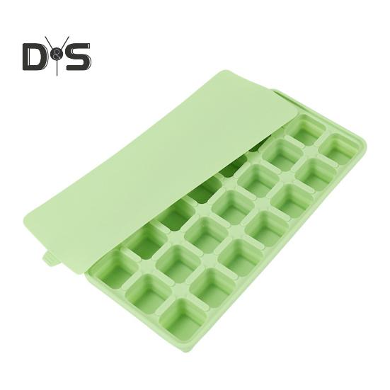 Silikonový tác na kostky ledu s víkem 21 velkých kostek Snadno vyjímatelná skládací forma na led Flexibilní forma na led pro stohování