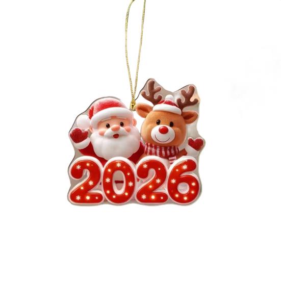 

Christmas Ornament Snowman Santa Claus Deer Design Car Rear View Pendant 2D Acrylic Hanging Decoration Xmas Party Accessory 4