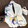 Ink and Wash Danqing High-grade Silk Scarf, Sunscreen Extended Printing Imitation Silk Scarf, Women's Long Silk Scarf, Beach Scarf