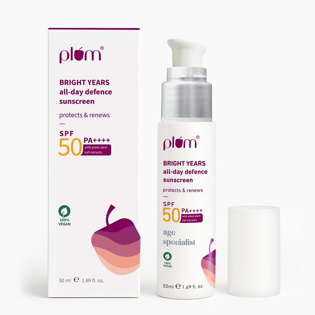 

Plum Bright Years All Day Defence Cream SPF 50 PA+++ For Ageing Skin Hydrating Sun Protection 50ml