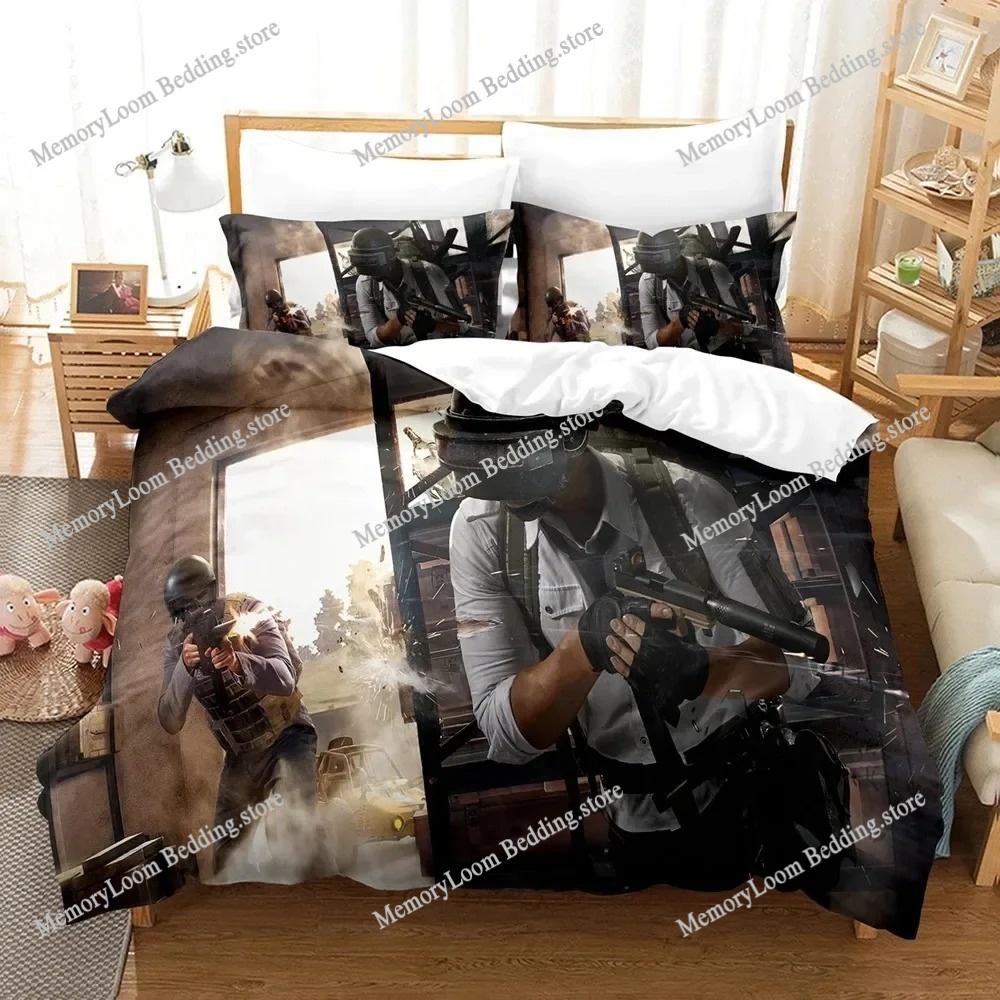 3D Printing Trendy Soft Battlegrounds PUBG Game Bedding Set Duvet Cover Pillowcase Comforter King/Queen Size Boys Adult Bed Set