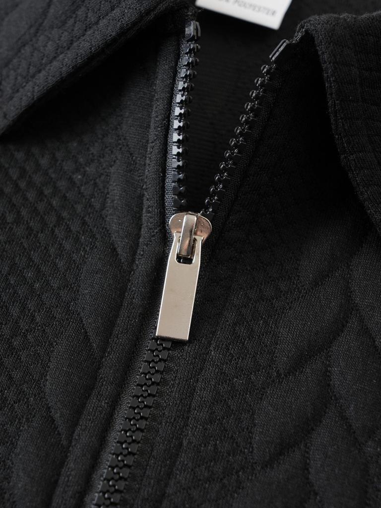 Men's Long Sleeve Jacquard Half-Zip Pullover Hoodie with Lapel for Spring and Autumn