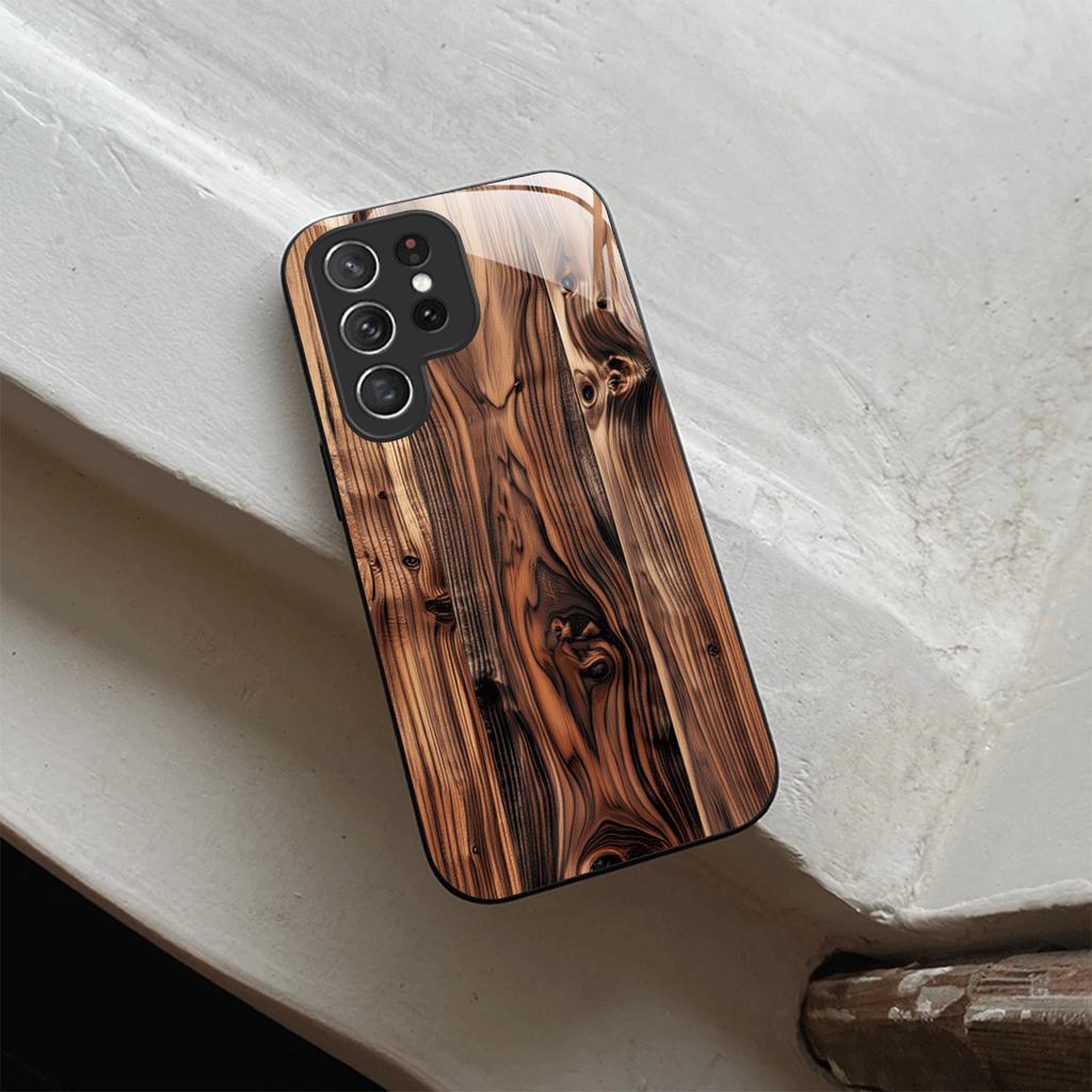 Wood Grain Gorgeous Exquisite Luxury High-end PhoneCase Glass PhoneCase for Samsung Galaxy S26 S25 S24 S23 S22 S21 FE Ultra Plus